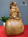 Tượng Phật Di Lặc Đứng Bao Tiền Gỗ Nu Ngọc Am Cao 46 Ngang 26 Sâu 25 (cm)