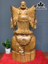 Tượng Phật Di Lặc Nghênh Hỷ Gỗ Ngọc Am Cao 86 Ngang 40 Sâu 18 (cm)