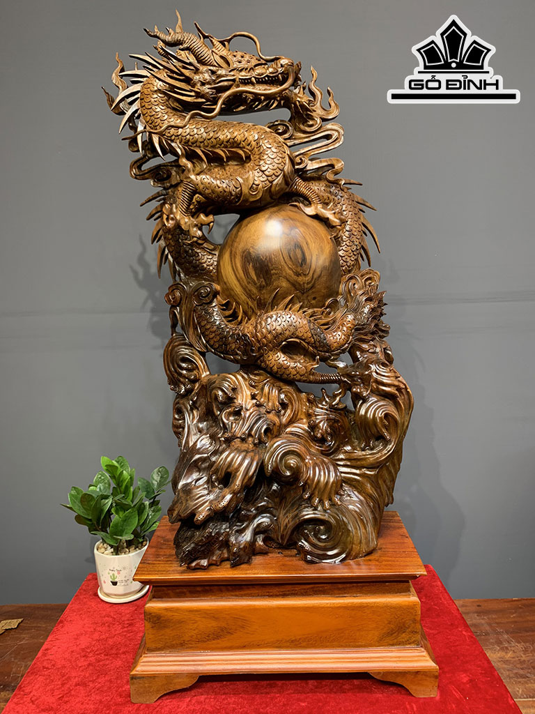 Tượng Rồng ( Nhất Long) Gỗ Bách Xanh Cao 105 Ngang 45 Sâu 24 (cm)