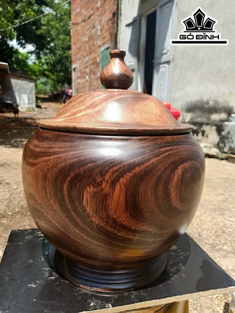 Bình Ủ Trà Gỗ Lim Cao 36 Đường Kính 32 (cm)