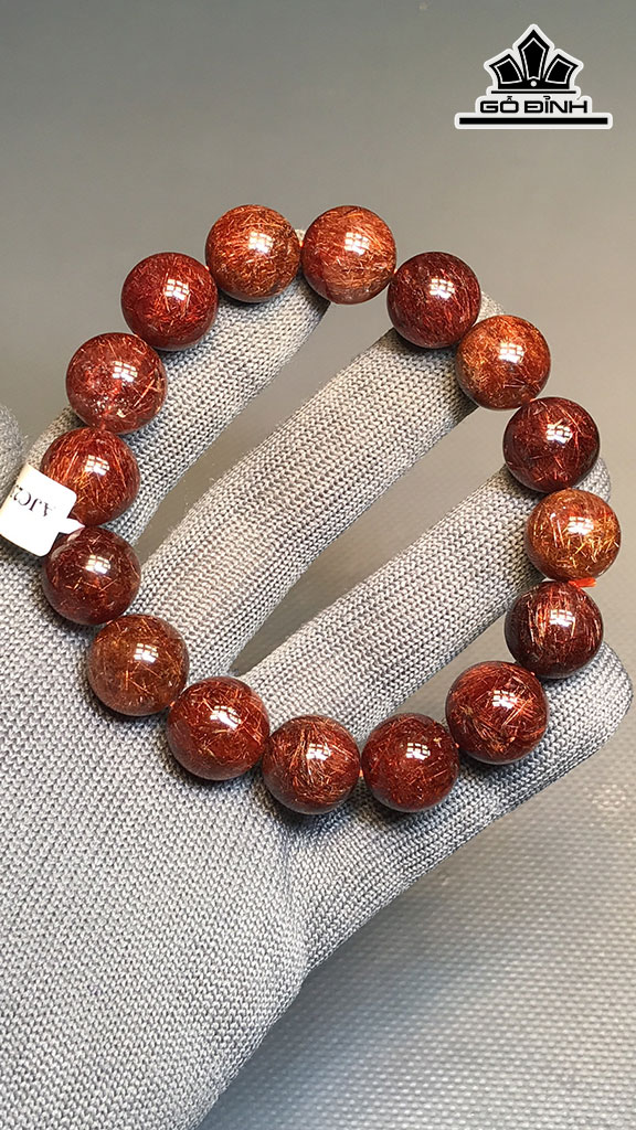 Vòng Tay Đá Thạch Anh Tóc Đỏ Đường Kính Hạt 14,1 (cm) 66,1g