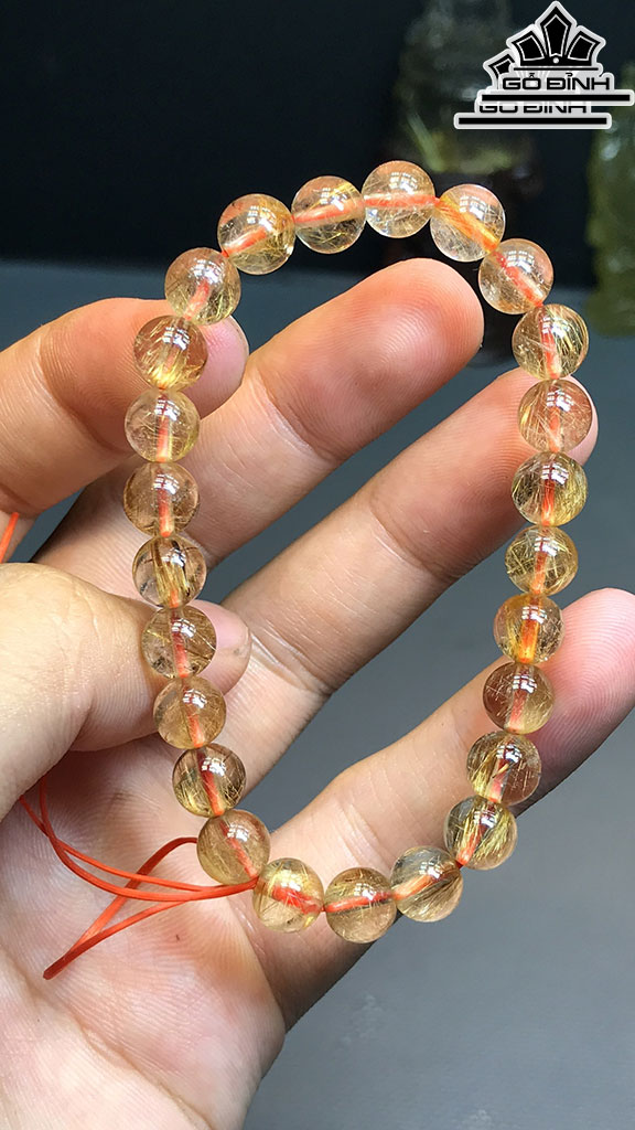 Vòng Tay Đá Thạch Anh Tóc Nâu Đường Kính Hạt 7,6 (cm) 14,8g