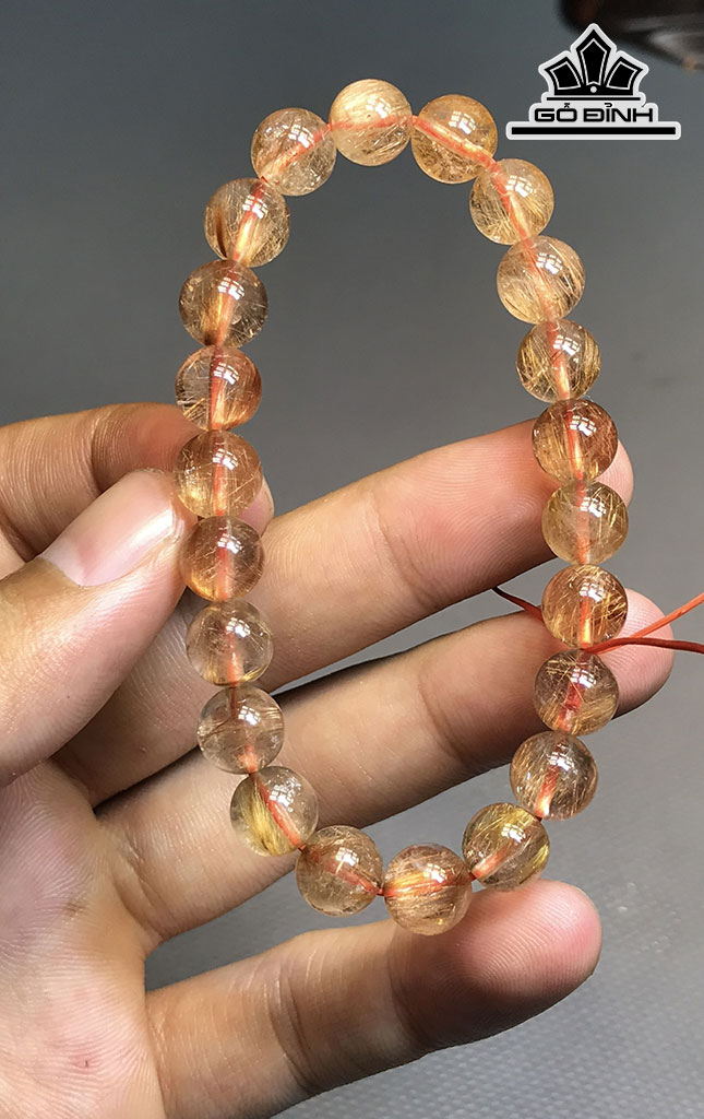 Vòng Tay Đá Thạch Anh Tóc Nâu Đường Kính Hạt 8,6 (cm) 19,8g