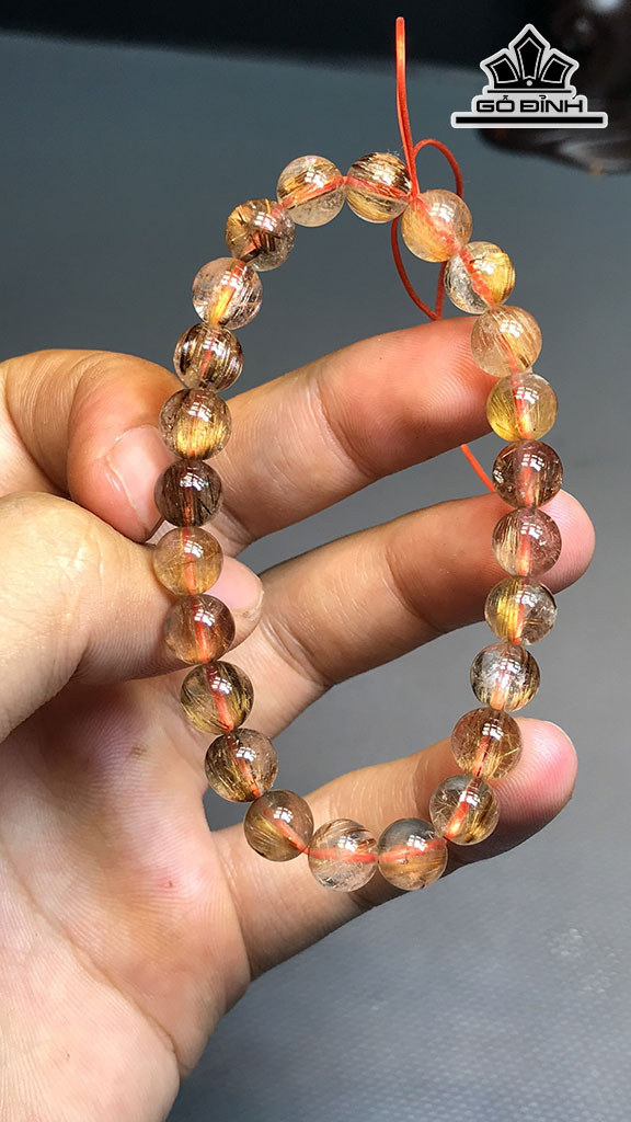 Vòng Tay Đá Thạch Anh Tóc Vàng Đường Kính Hạt 8 (cm) 17g