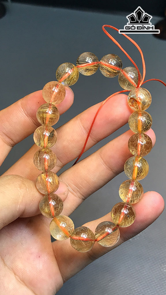 Vòng Tay Đá Thạch Anh Tóc Vàng Đường Kính Hạt 10,5 (cm) 31,6g