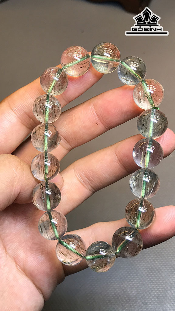 Vòng Tay Đá Thạch Anh Tóc Xanh Đường Kính Hạt 12,1 (cm) 44,5g