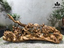 Tượng Cửu Phúc Rước Đèn Trung Thu Gỗ Bách Xanh Cao 40 Ngang 90 Sâu 23 (cm)