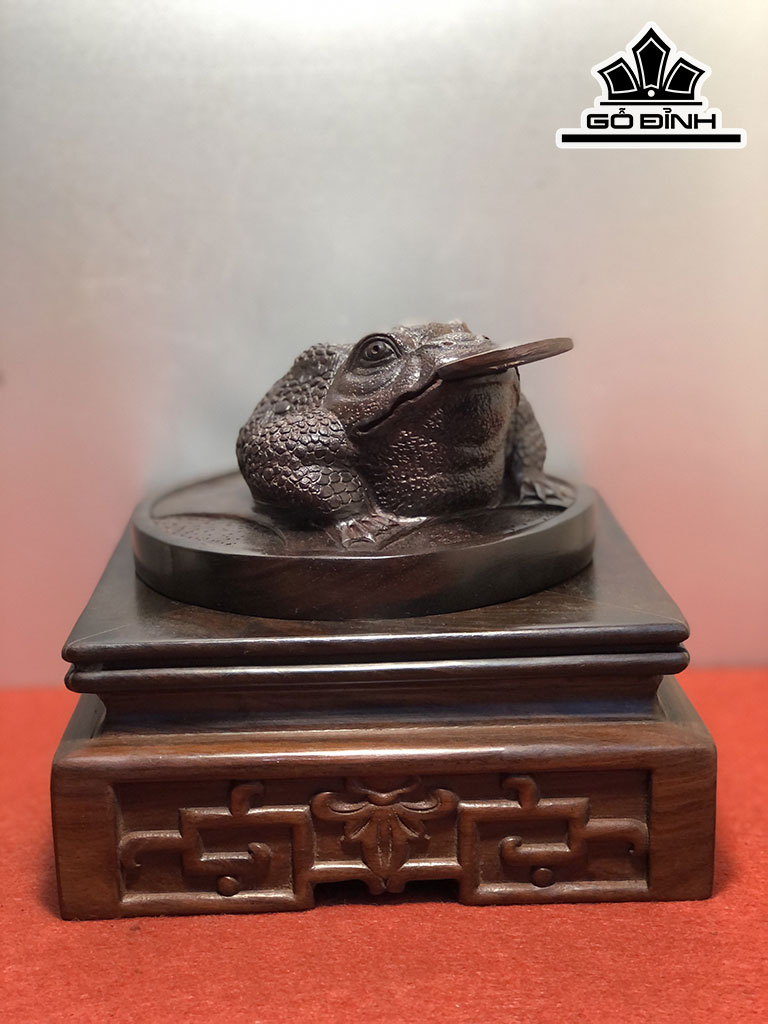 Tượng Thiềm Thừ Gỗ Trắc Cao 14 Ngang 14 Sâu 7,5 (cm)