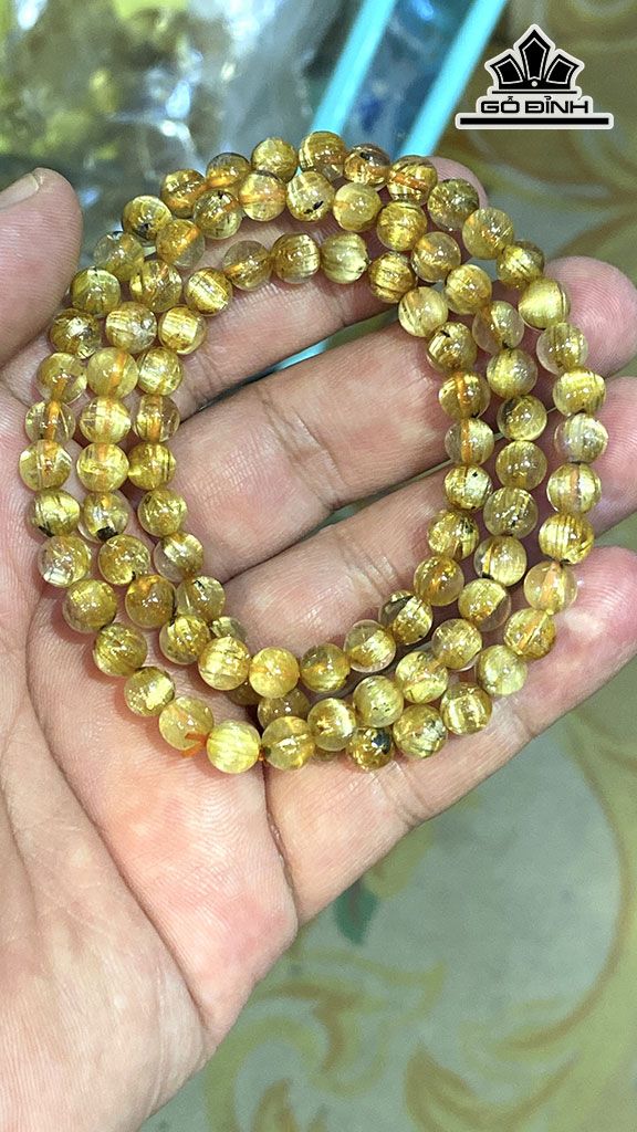 Chuỗi Đá Thạch Anh Tóc Vàng Đường Kính Hạt 6,2 (mm) 30,6gr