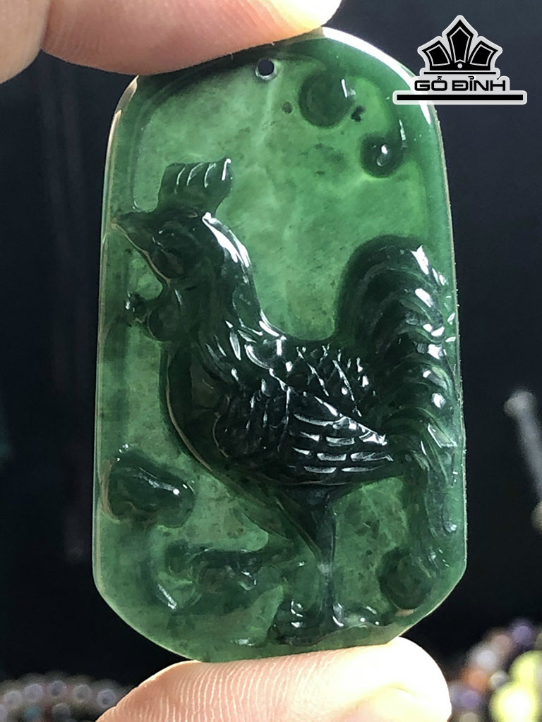 Mặt Dây Chuyền Gà Trống Đá Cẩm Thạch Cao 50,8 Ngang 29 Sâu 6,3 (mm) 14gr