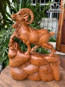 Tượng Dê Phong Thủy Gỗ Ngọc Am Cao 36 Ngang 28 Sâu 8 (cm)