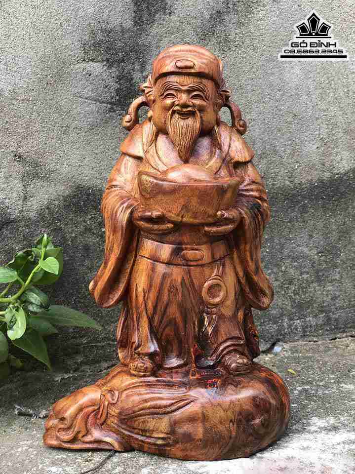 Tượng Thần Tài Gỗ Sưa  Cao 22 Rộng 14 Dày 8 (cm)
