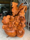 Tượng Gia Đình Gà Gỗ Hương Cao 79 Ngang 60 Sâu 48 (cm)