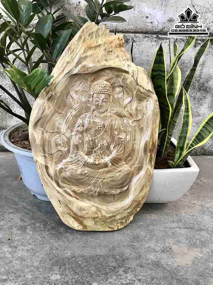 Tranh Phù Điêu Phật Thích Ca Gỗ Nu Nghiến  Cao 50 Rộng 30 Dày 3 (cm)