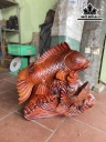 Tượng Song Ngư Mẫu Tử Gỗ Hương Cao 62 Ngang 62 Sâu 36 (cm)