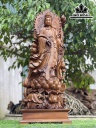 Tượng Phật Bà Liên Hoa Gỗ Bách Xanh Cao 89 Ngang 32 Sâu 29 (cm)