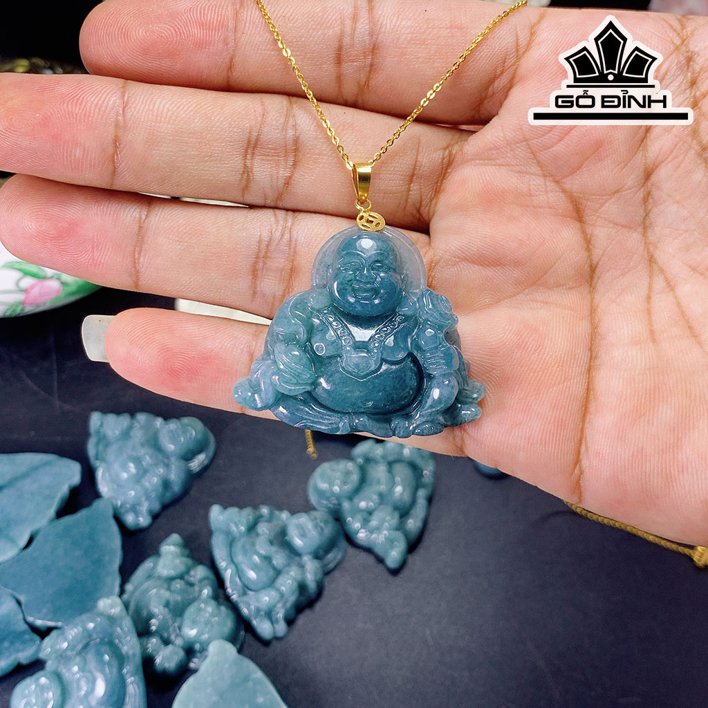 Di Lặc Đá Ngọc Lam (Turquoise) Cao 34.3 Ngang 41(mm)