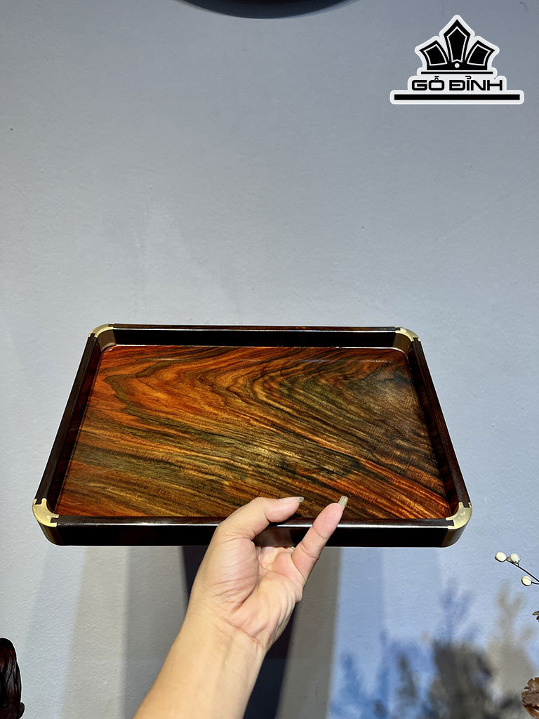 Khay Trà Gỗ Trắc Cao 22,5 Ngang 33 Sâu 3 (cm)