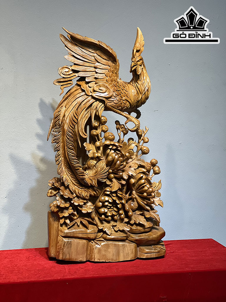 Tượng Chim Phượng Hoàng Gỗ Ngọc Am Phượng Hoàng Cao 73 Ngang 36 Sâu 31 (cm)