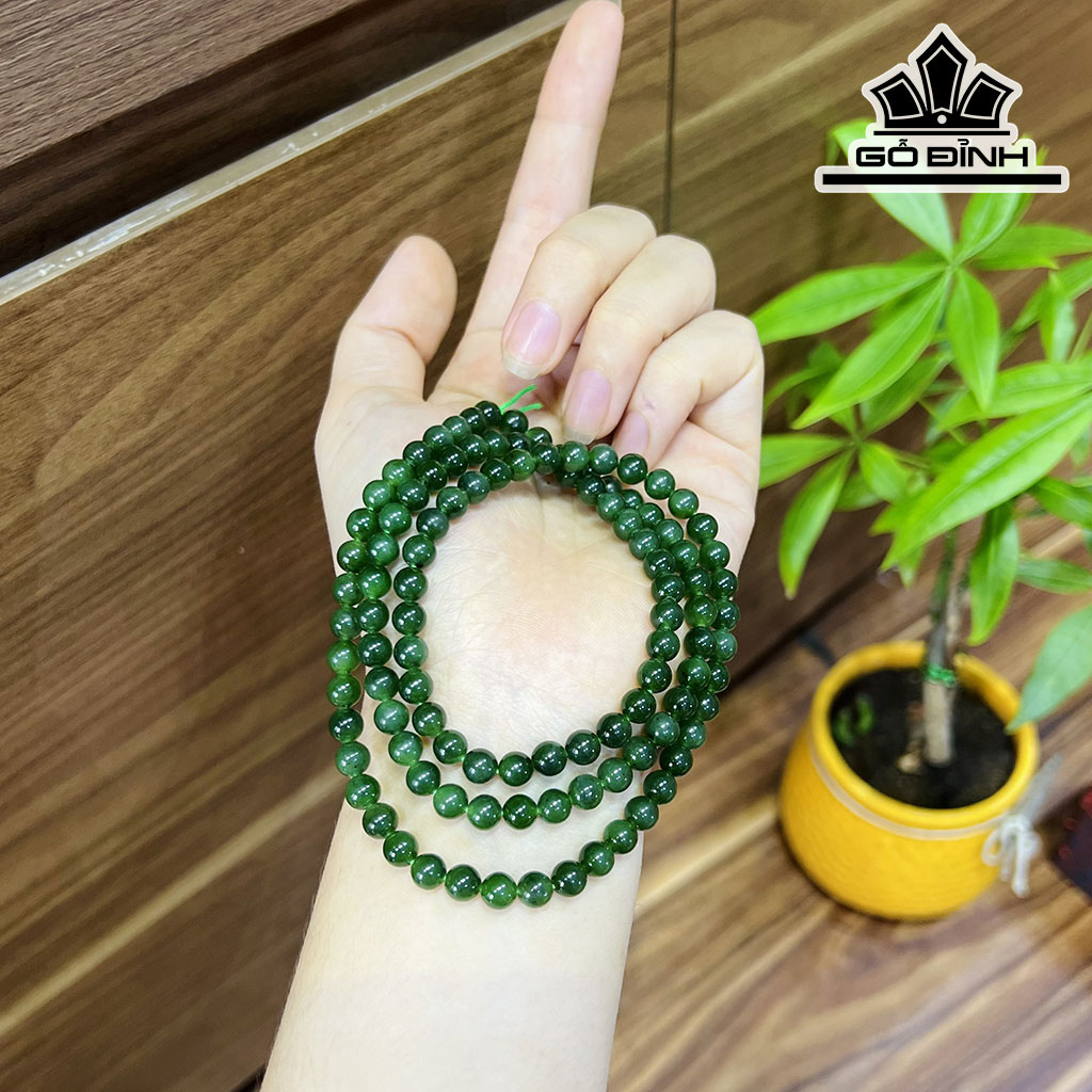 Chuỗi Đá Ngọc Bích (Nephrite Jade) Đường Kính Hạt 6(mm)