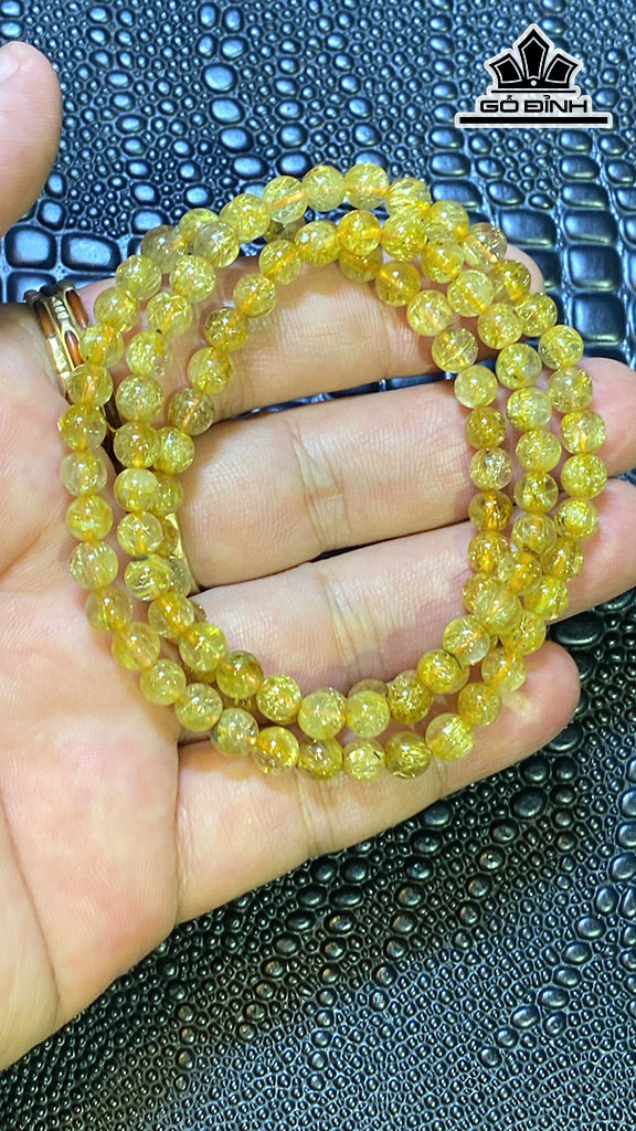 Chuỗi Đá Thạch Anh Tóc Vàng Đường Kính Hạt 5,8 (mm) 26gr