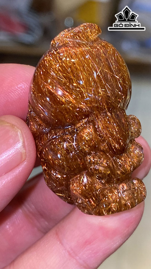 Mặt Dây Chuyền Tỳ Hưu Đá Thạch Anh Tóc Nâu Cao 43,8 Ngang 27,8 Sâu 22 (mm) 35,8gr
