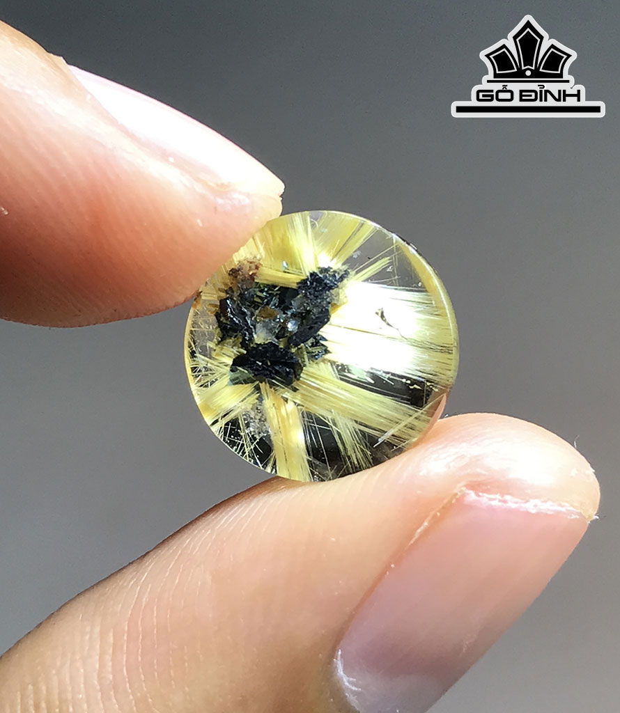 Mặt Nhẫn Đá Thạch Anh Tóc Vàng Cao 12,5 Ngang 5,8 (mm) 1,1gr