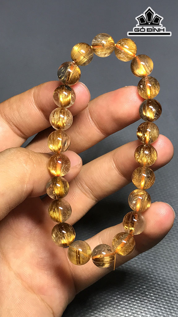 Vòng Tay Đá Thạch Anh Tóc Nâu Đường Kính Hạt 8,5 (mm) 19,7gr