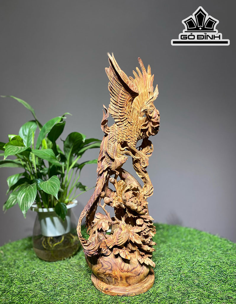 Tượng Chim Phượng Hoàng Gỗ Sưa Cao 44 Ngang 17 Sâu 14 (cm)