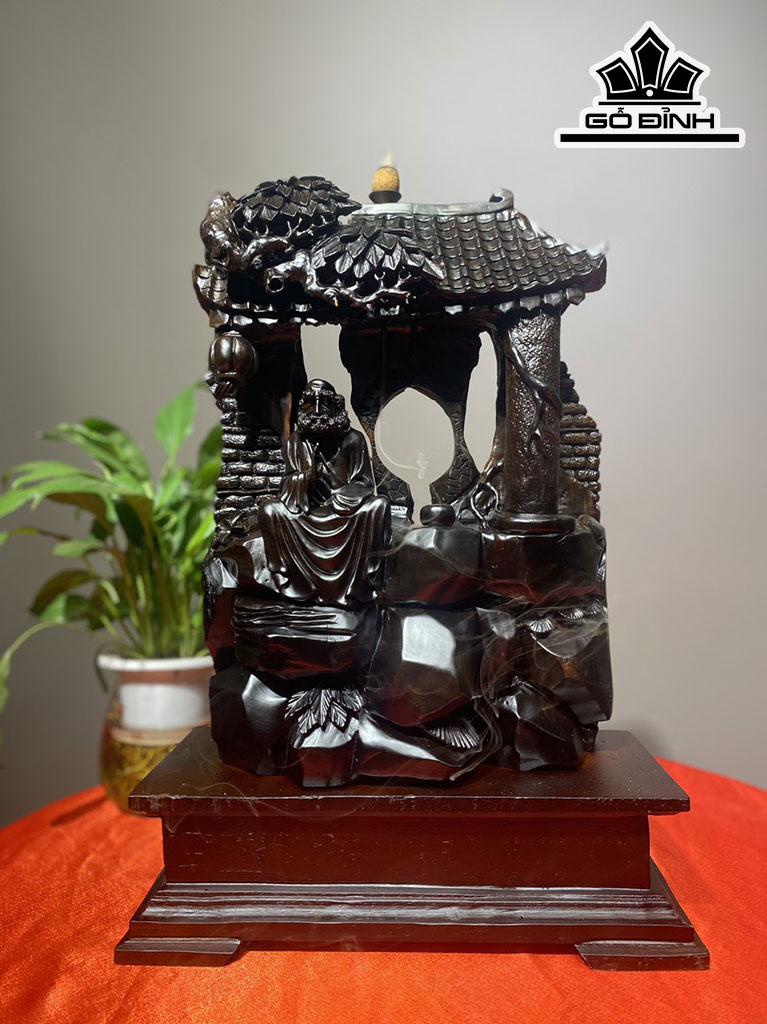 Tượng Đạt Ma Sư Tổ Ngồi Thiền Gỗ Trắc Cao 43 Ngang 25 Sâu 12 (cm)