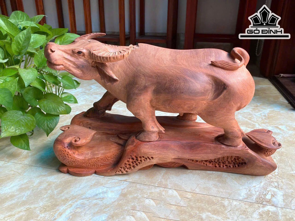 Tượng Trâu Gỗ Hương Cao 27 Ngang 47 Sâu 16 (cm)
