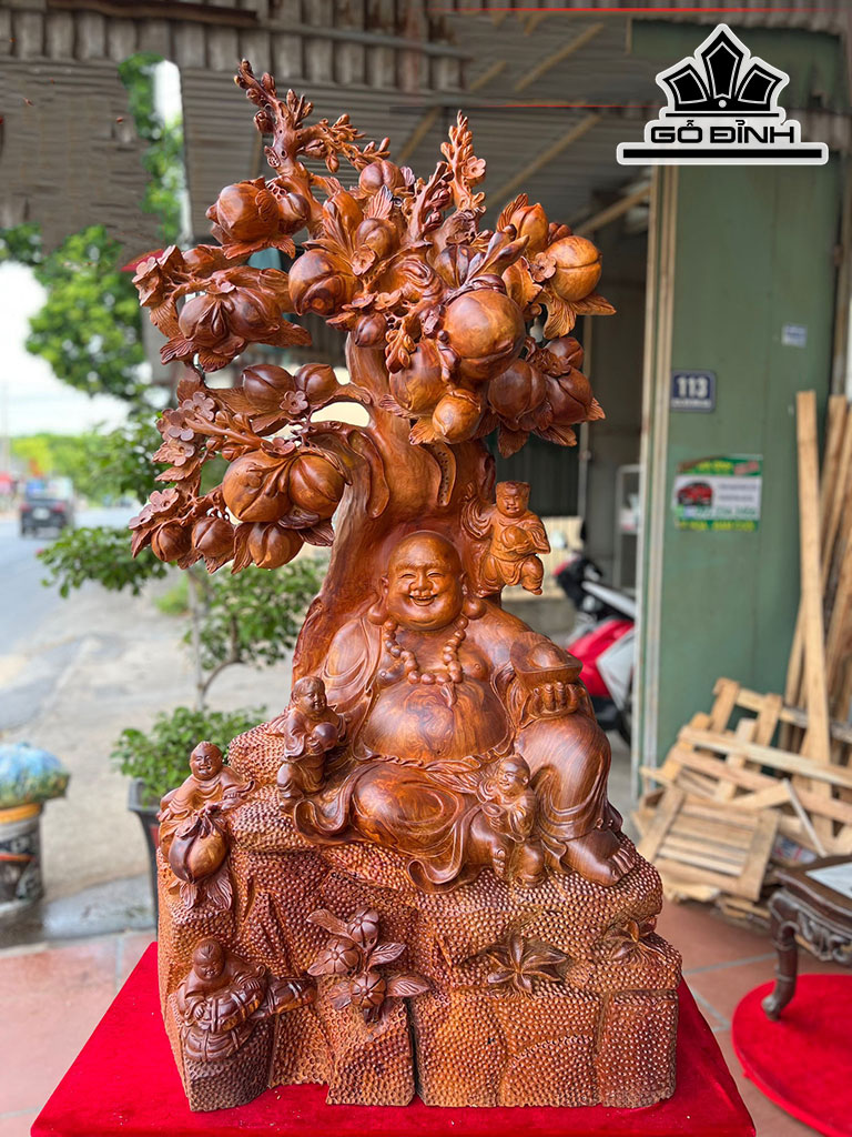 Tượng Phật Di Lặc Ngũ Phúc Gỗ Hương Cao 126 Ngang 66 Sâu 40 (cm)