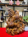 Tượng Gia Đình Gà Gỗ Hương Cao 70 Ngang 55 Sâu 26 (cm)