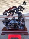 Tượng Tiểu Đồng Chăn Trâu Thổi Sáo Gỗ Trắc Cao 42 Ngang 48 Sâu 20 (cm)