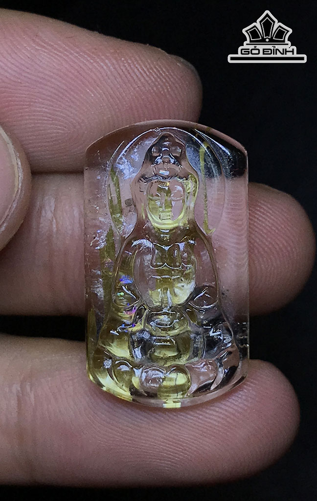 Mặt Dây Chuyền Đá Thạch Anh Tóc Vàng Cao 27 Ngang 15,6 Sâu 5,5 (mm) 15,2gr
