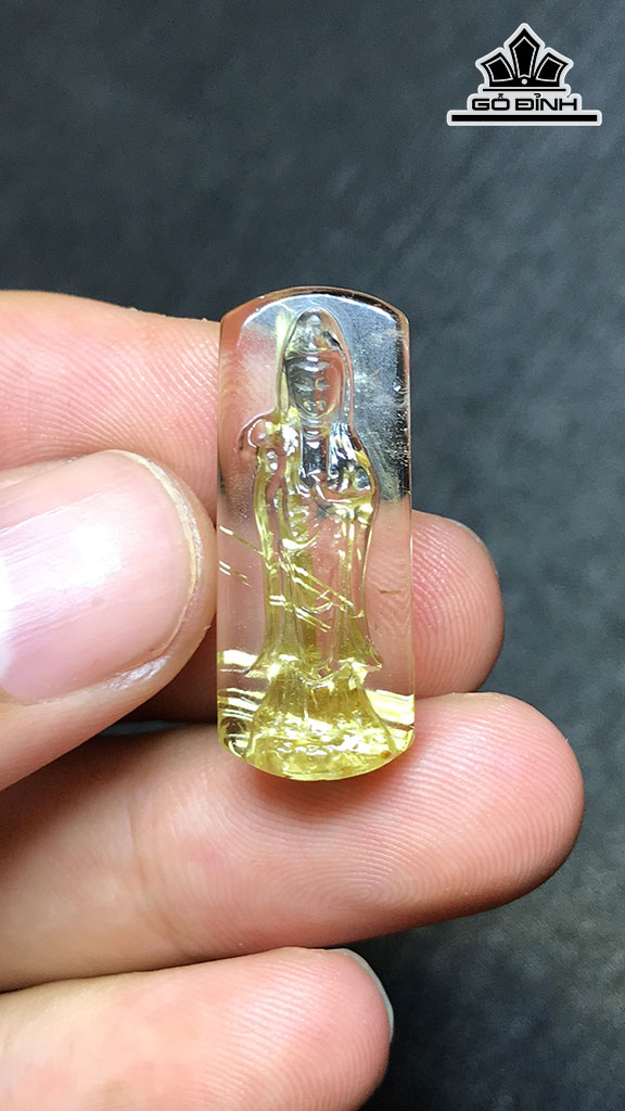 Mặt Dây Chuyền Đá Thạch Anh Tóc Vàng Cao 28 Ngang 11,3 Sâu 6,6 (mm) 3,8gr