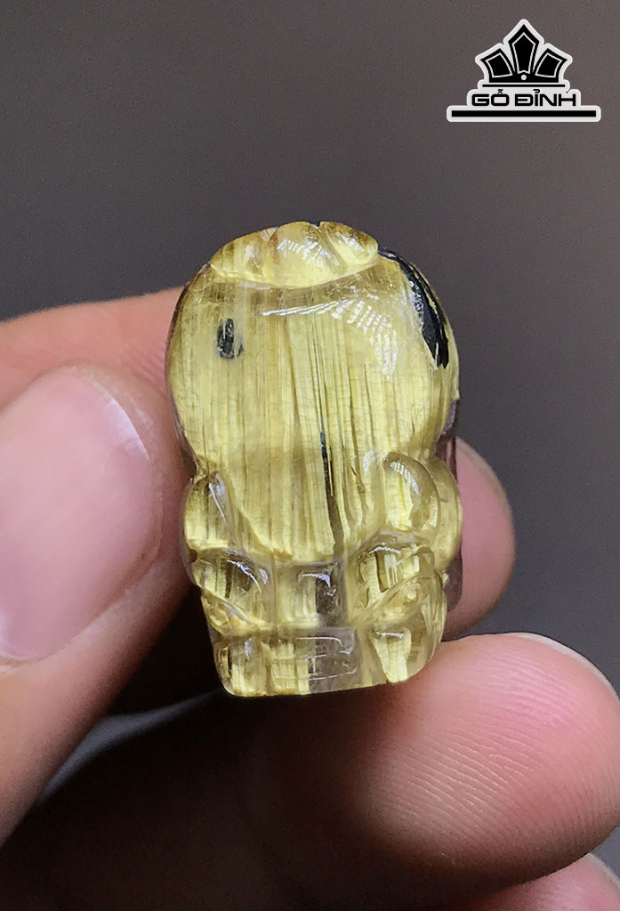 Mặt Dây Chuyền Tỳ Hưu Đá Thạch Anh Tóc Vàng Cao 24,3 Ngang 15,2 Sâu 13 (mm) 9,3gr