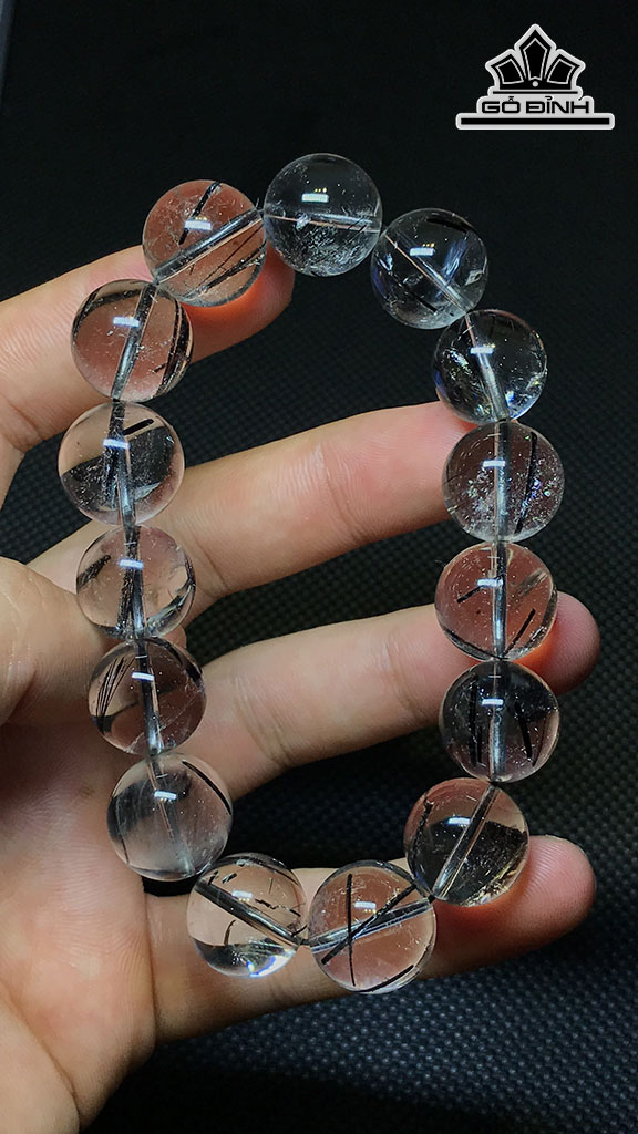 Vòng Tay Đá Thạch Anh Tóc Đen Đường Kính Hạt 14,5 (mm) 62,7gr