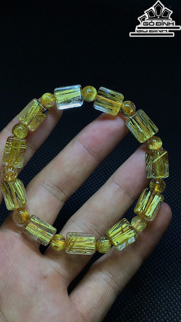 Vòng Tay Đá Thạch Anh Tóc Vàng Đường Kính Hạt 11,8 (mm) 23,9gr