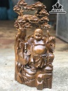 Tượng Phật Di Lặc Đứng Gốc Tùng Gỗ Bách Xanh Cao 50 Ngang 25 Sâu 15 (cm)