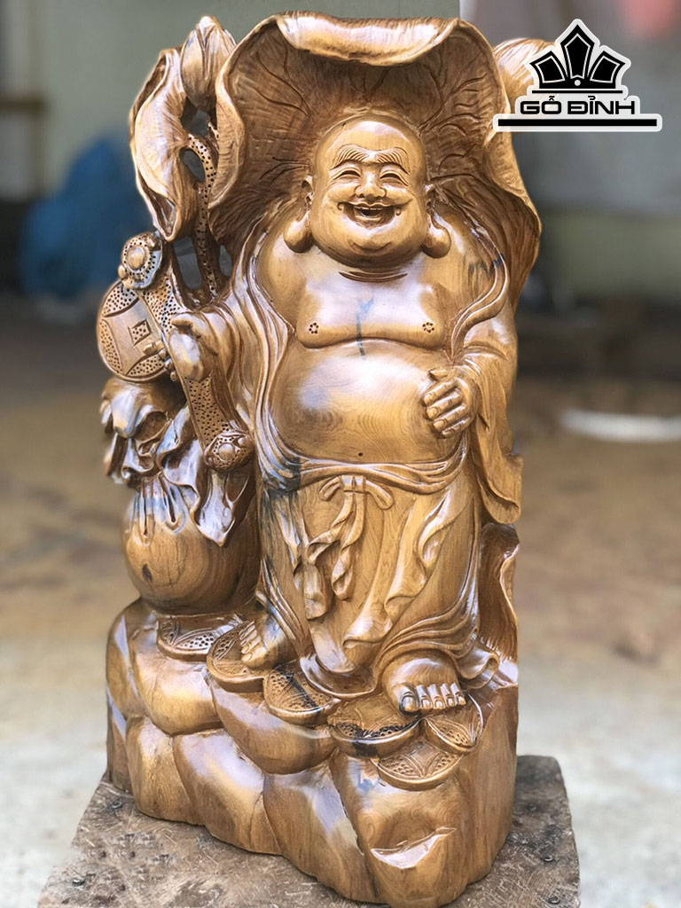 Di Lặc Gỗ Bách Xanh Cao 42 Ngang 23 Sâu 19 (cm)