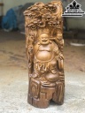 Tượng Phật Di Lặc Nhất Phúc Gỗ Bách Xanh Cao 58 Ngang 22 Sâu 20 (cm)