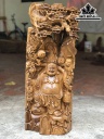 Tượng Phật Di Lặc Nhị Phúc Vác Cành Đào Gỗ Bách Xanh Cao 70 Ngang 26 Sâu 17 (cm)
