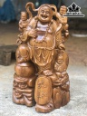 Tượng Phật Di Lặc Tam Phúc Gỗ Bách Xanh Cao 52 Ngang 32 Sâu 23 (cm)