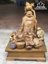 Tượng Phật Di Lặc Vác Hồ Lô Gỗ Bách Xanh Cao 50 Ngang 35 Sâu 22 (cm)