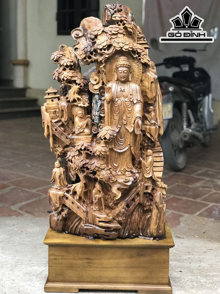 Tượng Thành Tâm Bái Phật Gỗ Bách Xanh Cao 113 Ngang 50 Sâu 30 (cm)
