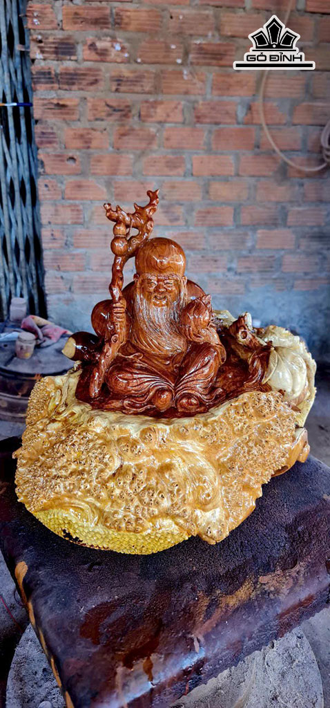 Tượng Ông Thọ Gỗ Nu Hương Cao 50 Ngang 50 Sâu 40 (cm)