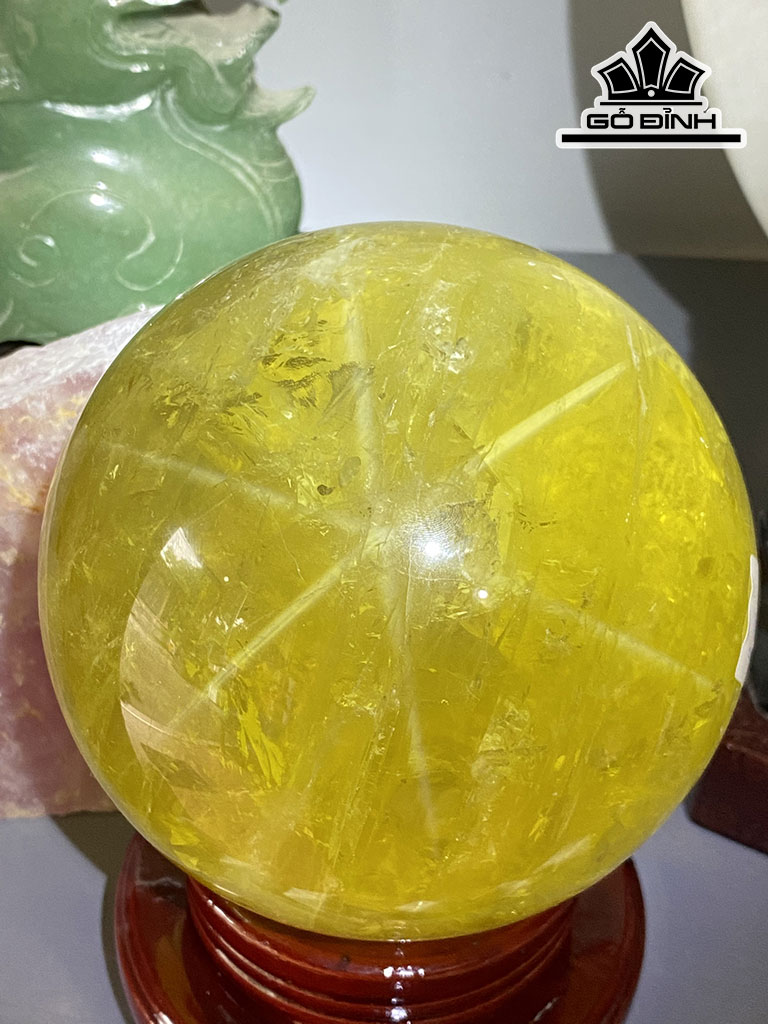 Bi Cầu Đá Thạch Anh Vàng Đường Kính Hạt 12 (cm) 2,9kg
