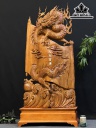Tượng Rồng ( Nhất Long) Quấn Thư Gỗ Hương Cao 142 Ngang 64 Sâu 22 (cm)