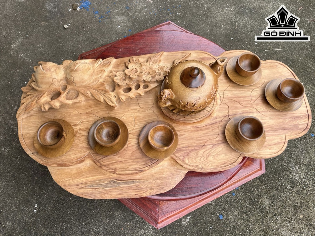 Khay Trà Gỗ Ngọc Am Cao 9 Ngang 63 Sâu 33 (cm)